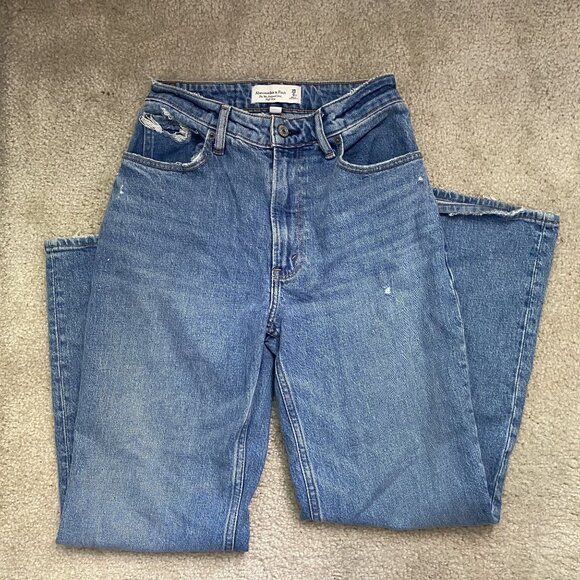 Abercrombie & Fitch 90s Relaxed High Rise Jeans Curve Love Size 25/0 XS Stretch - Picture 1 of 3